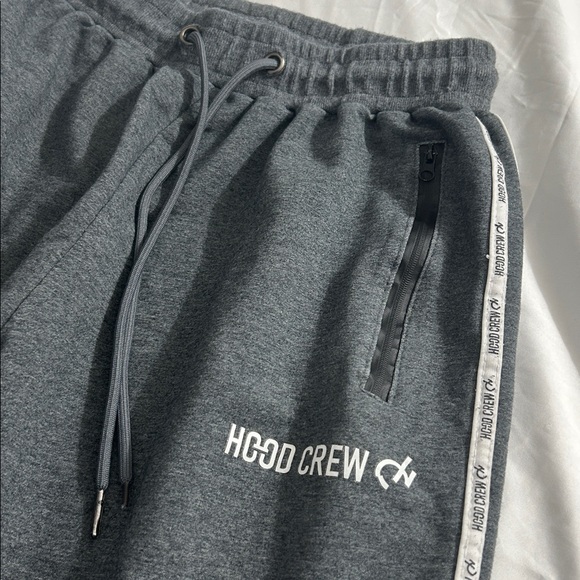 Hood Crew Men’s Gray Drawstring Sweatpants with Back Pocket, 2 Front Zip. XL - Picture 2 of 6